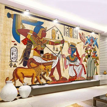 Изработена по поръчка на стенни картини на Класически нетъкан тапет с египетски дизайн в ретро стил, за всекидневната, ресторант, бар, кабелна телевизия, музика за фон стенни живопис