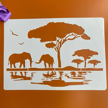 A4 29 *21 см DIY Шаблони стенни Живопис Албум за Албуми за Оцветяване Албум За Релеф на Декоративни Хартиена Картичка Шаблон стени Африкански слон