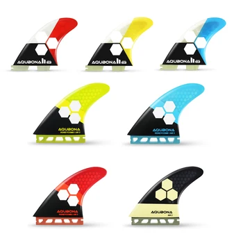 Набор от трехлопастных перки за дъски за сърф, извършени от мобилен фибростъкло, съвместими с една или две накладки, различни цветове, размери M и L