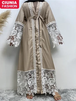 Дамски абайи на Рамадан, мюсюлманска дамски дрехи, кафтан, кимоно, ислямски рокли с кружевными ръкави, турски, африкански рокли за жени
