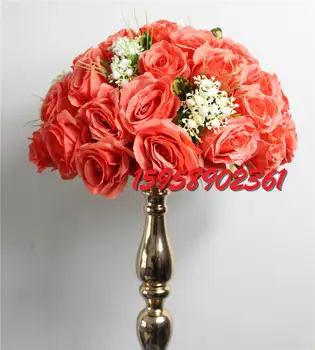 SPR нов стил -червена диня -10 бр./лот, сватбена пътека, изкуствени цветя за сватбената маса, декорация на цветя топката в центъра