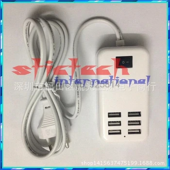 dhl или ems 200 бр. Нови Преносими 6 Портове USB хъб Стенно Зарядно устройство за Пътуване Plug EU Адаптер ac 5 В 30 W 1,5 М Магазин в целия свят