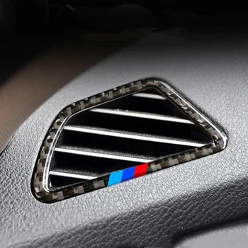 2 елемента от Въглеродни влакна Таблото на автомобила Климатик, Изход рамка Тампон Етикети за BMW X5 E70 X6 E71 2008-13 Автомобилни аксесоари