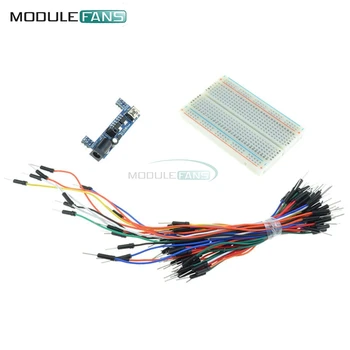 MB102 Модул Захранване + Мини MB102 Тест на печатната платка, Без Запояване на Прототипи Такса От 400 Точки Вратовръзка + 65 бр. кабел за Свързване