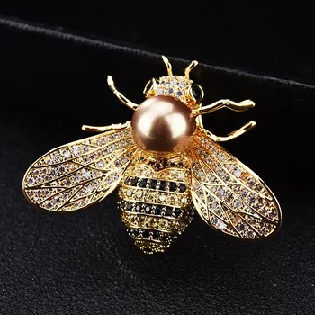 Модерна и креативна брошка във формата на пчелите с цирконий с високо качество, темперамент, универсална брошки, аксесоари за устойчиво развитие
